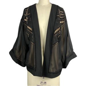 Anthropologie Deletta Black Crochet Cardigan